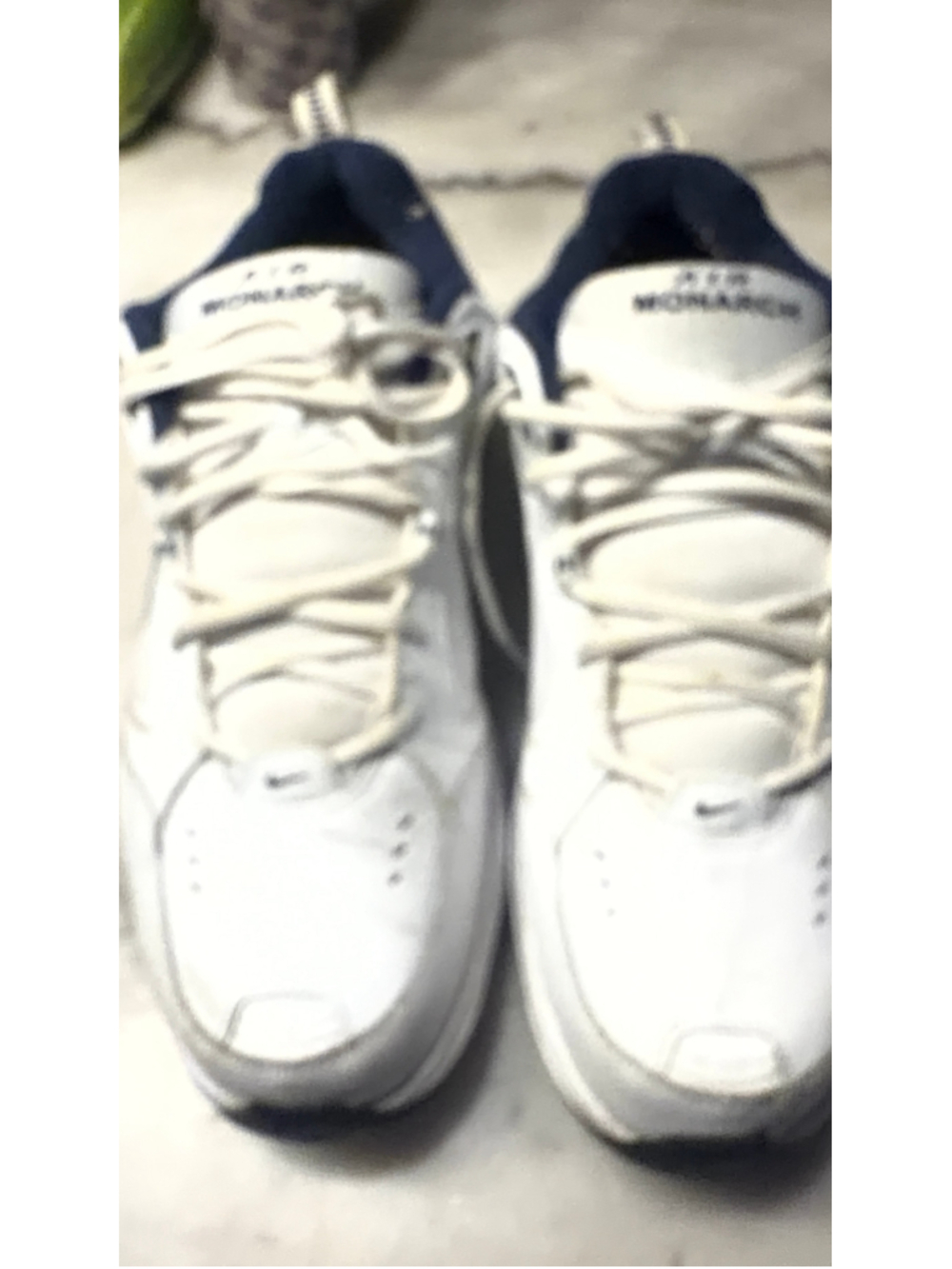 Men's Nike Air Monarch Sneakers Size 13W White Navy Blue wide
